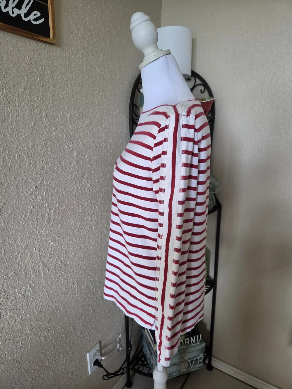 J. Crew Red & White Striped Long-Sleeve Tee